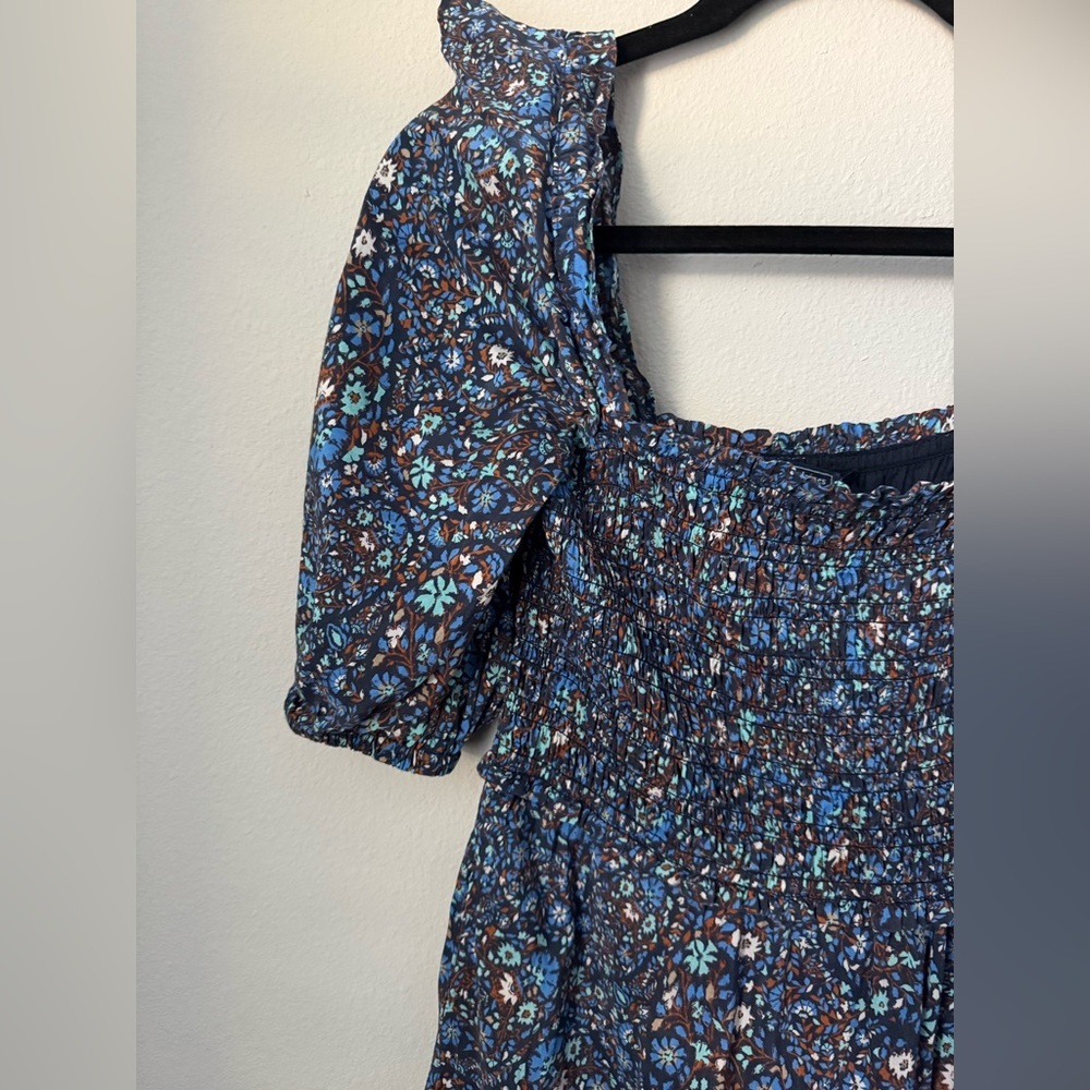 Spring Dress Vineyard Vines Navy Floral Smocked Maxi Dress Off Shoulder Size XS - Picture 3 of 8